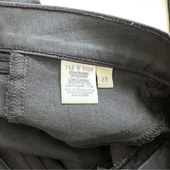 RAG & BONE shoreditch Size 28 Women's Cotton Blend Black coated Denim Jeans - Picture 10 of 11